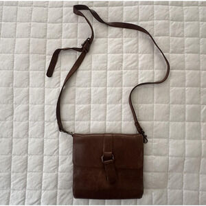 EDDIE BAUER Crossbody Bag Womens Brown Leather Purse Adjustable Strap Retro